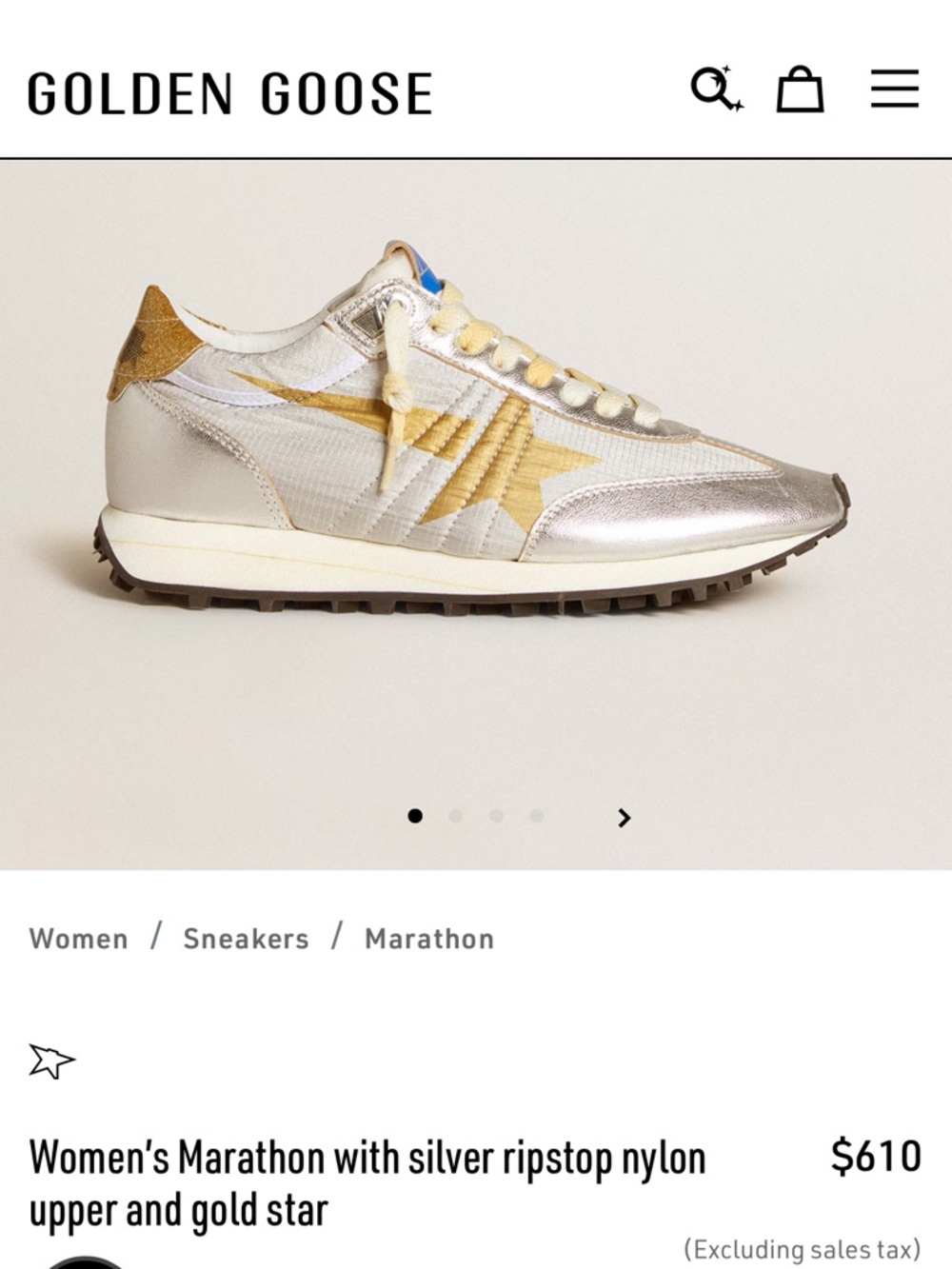 Golden Goose Silver and Gold Running Sneakers - Picture 4 of 4
